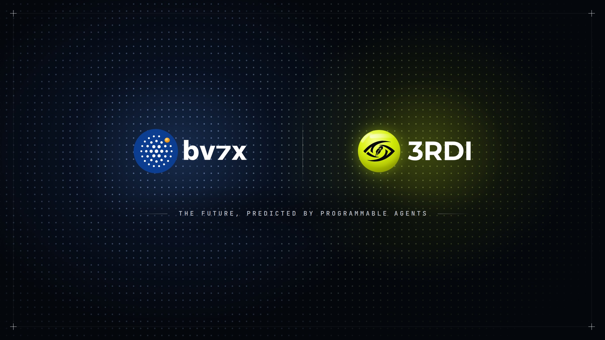 The bv7x and 3RDI logos side by side, above the line: The future, predicted by programmable agents